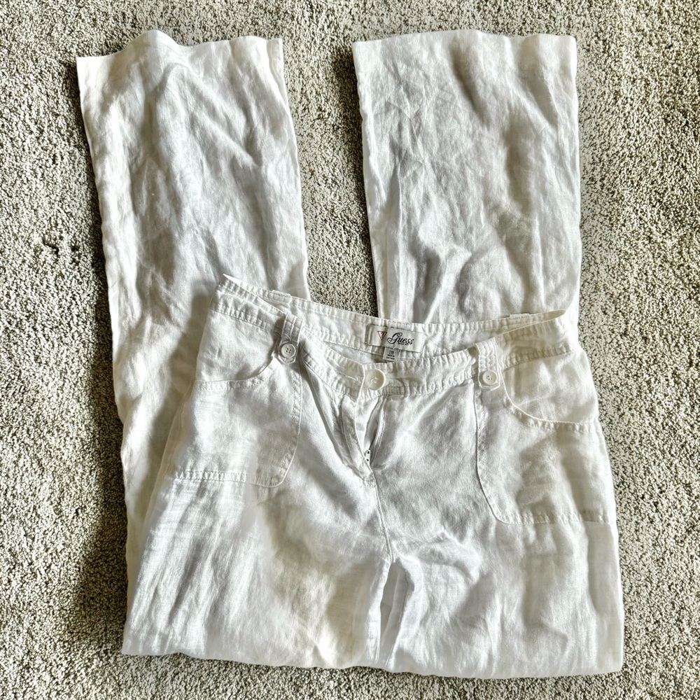 Guess - Women’s (Sz 28 / Sz 6) White Linen Pants